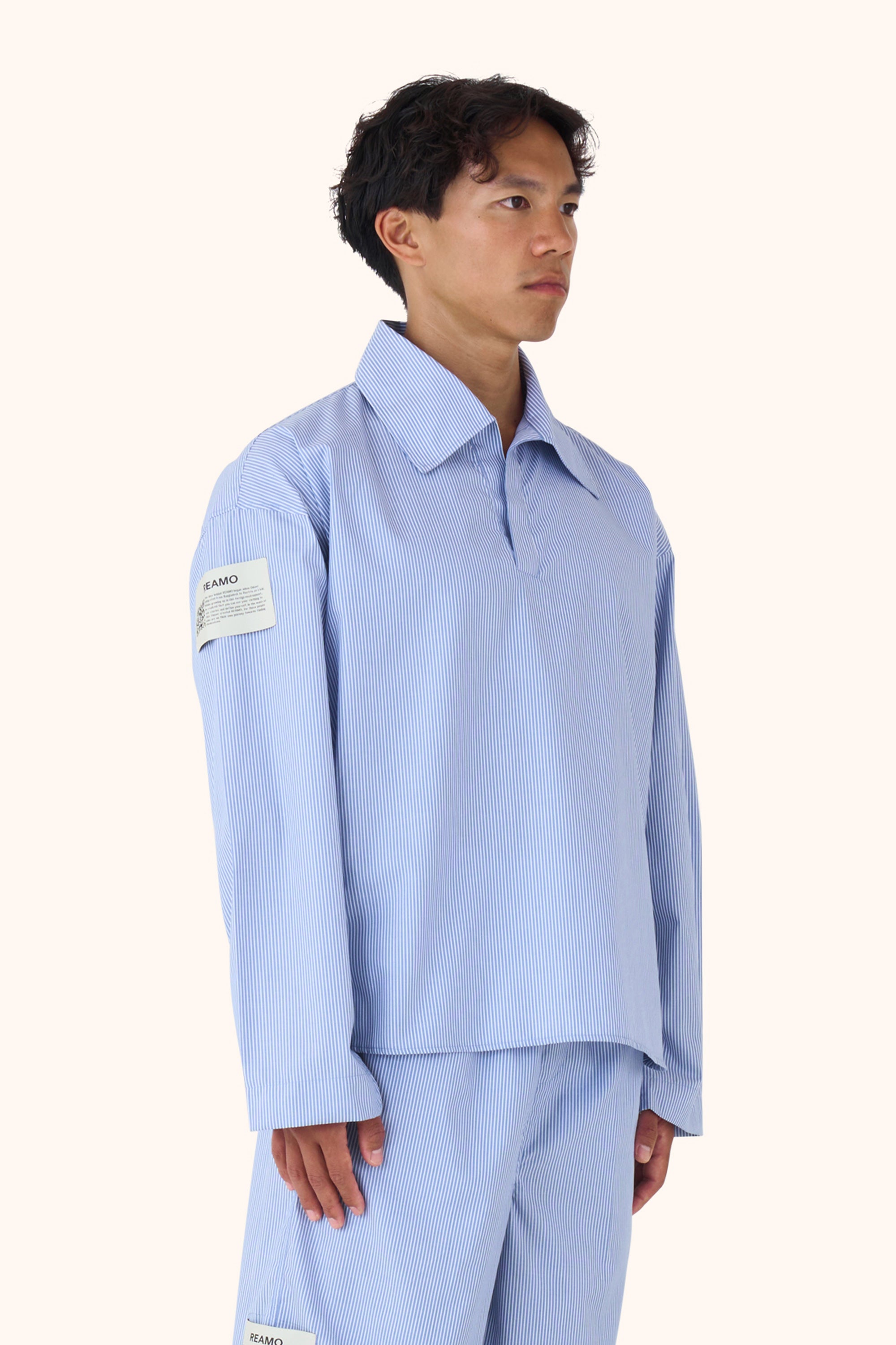 Nara Blue Pinstripe Polo
