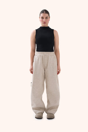 Sha Pleated Sandstone Trousers