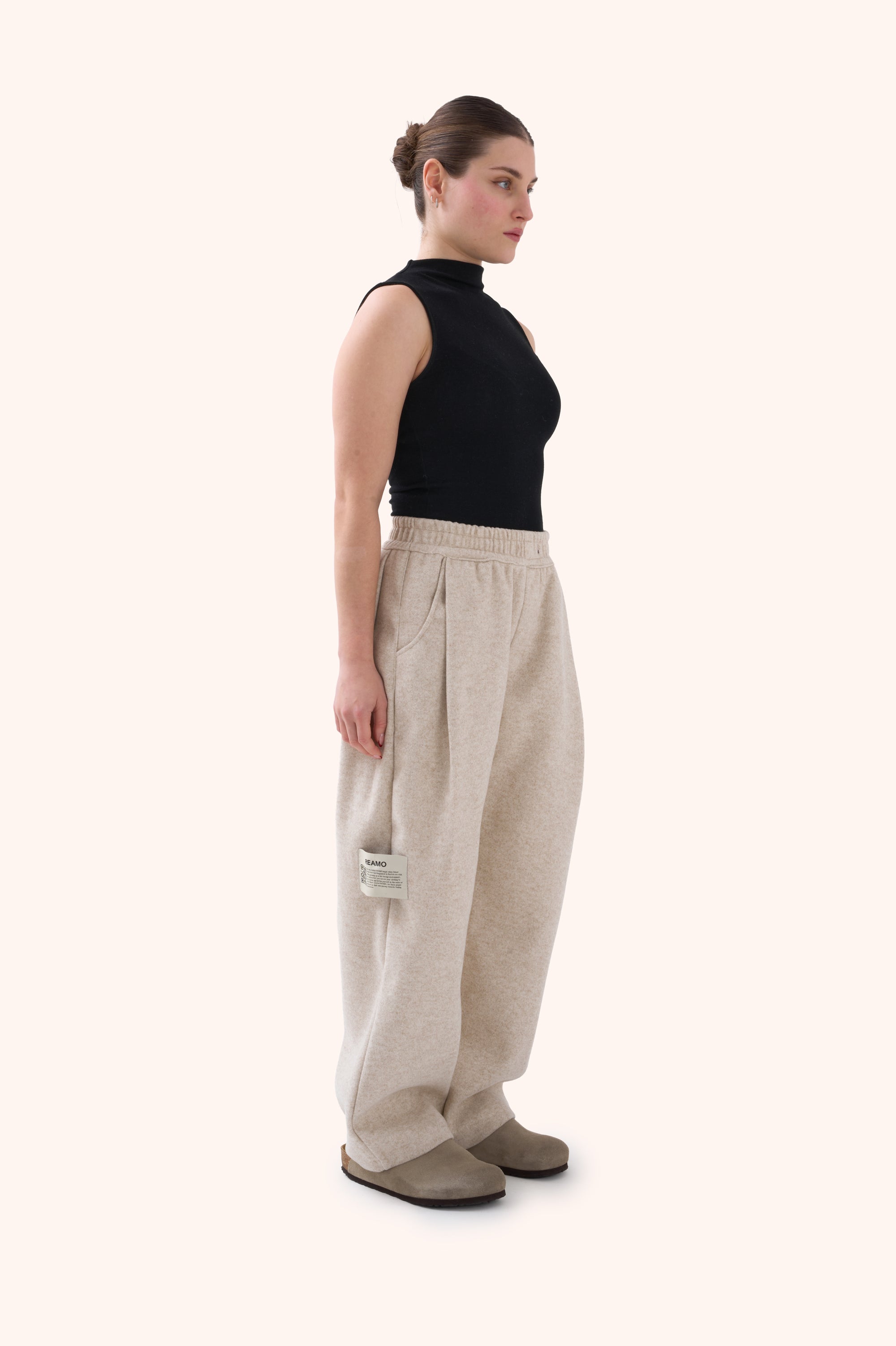 Sha Pleated Sandstone Trousers