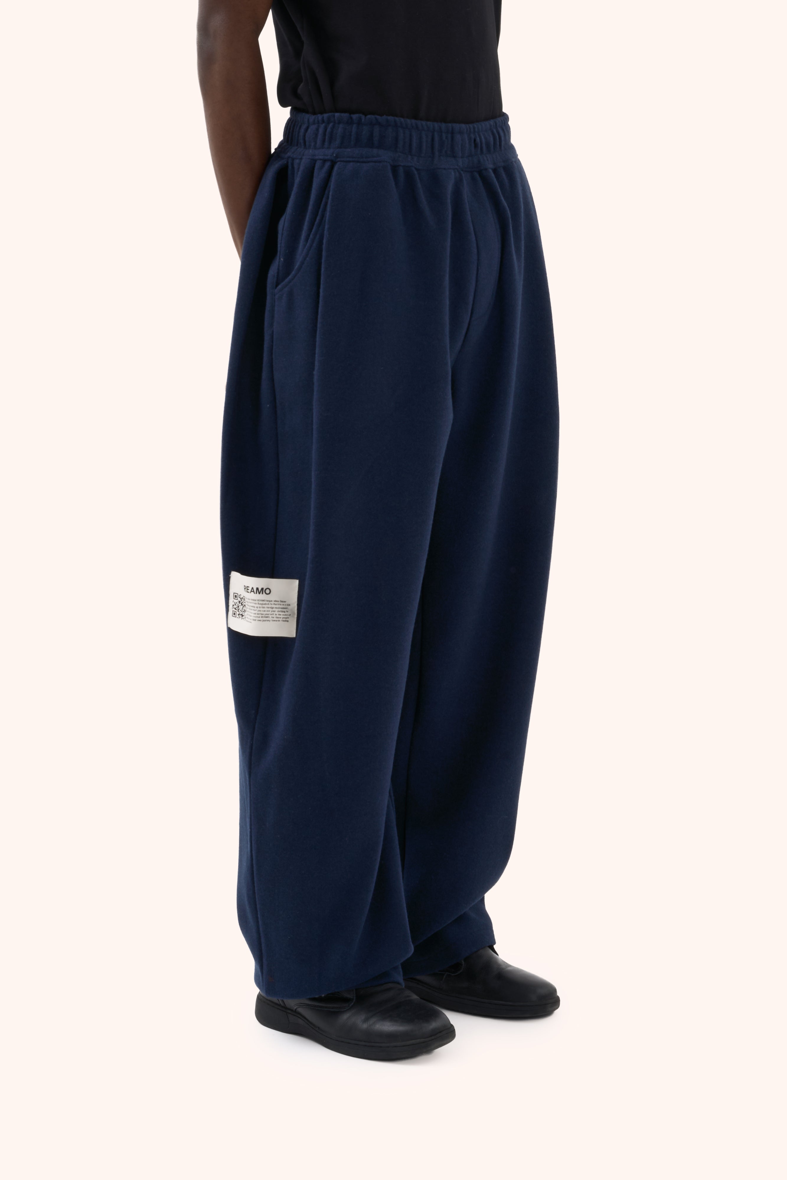 Sha Pleated Navy Trousers