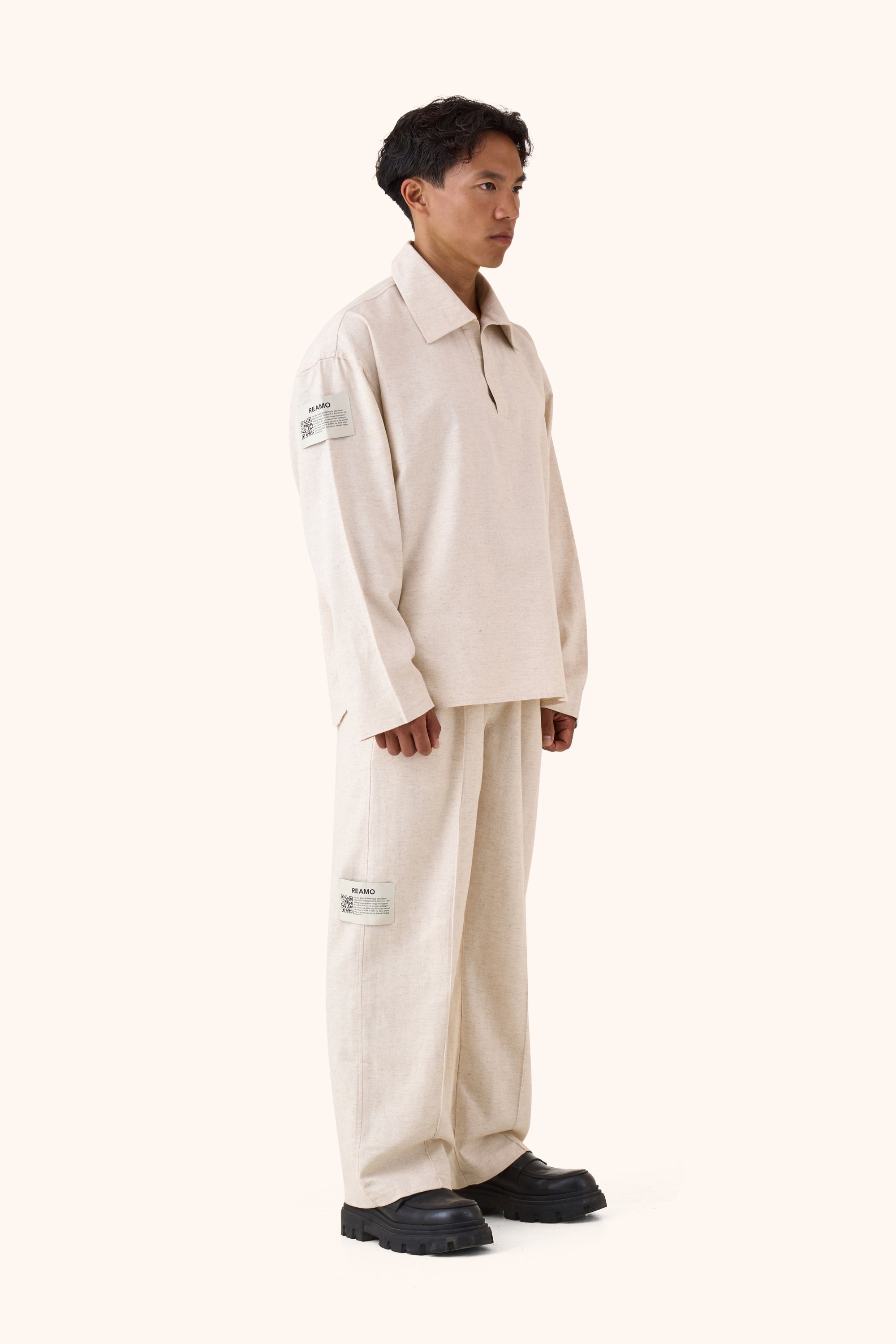 Sha Sandstone Linen Trousers