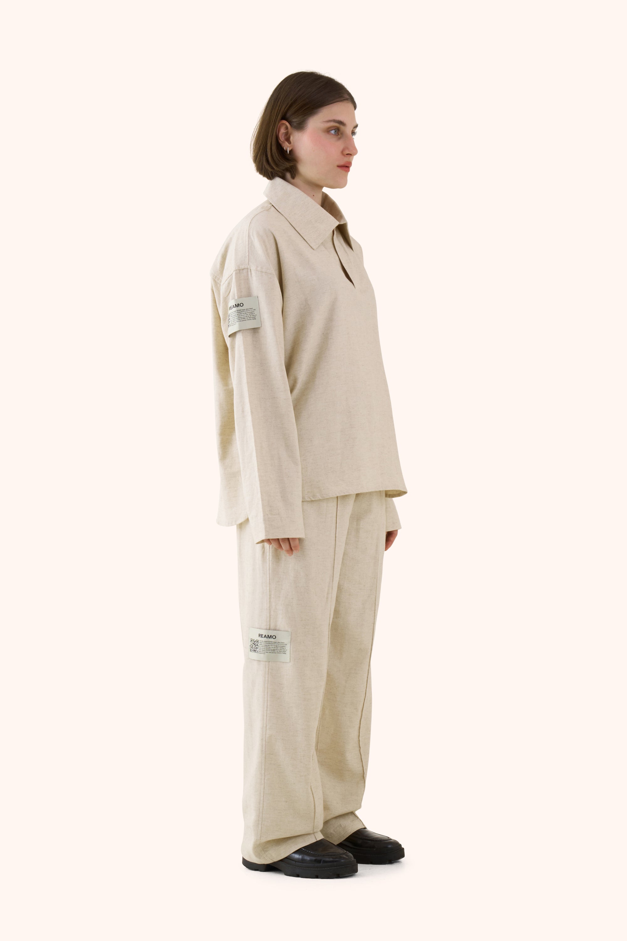 Sha Sandstone Linen Trousers