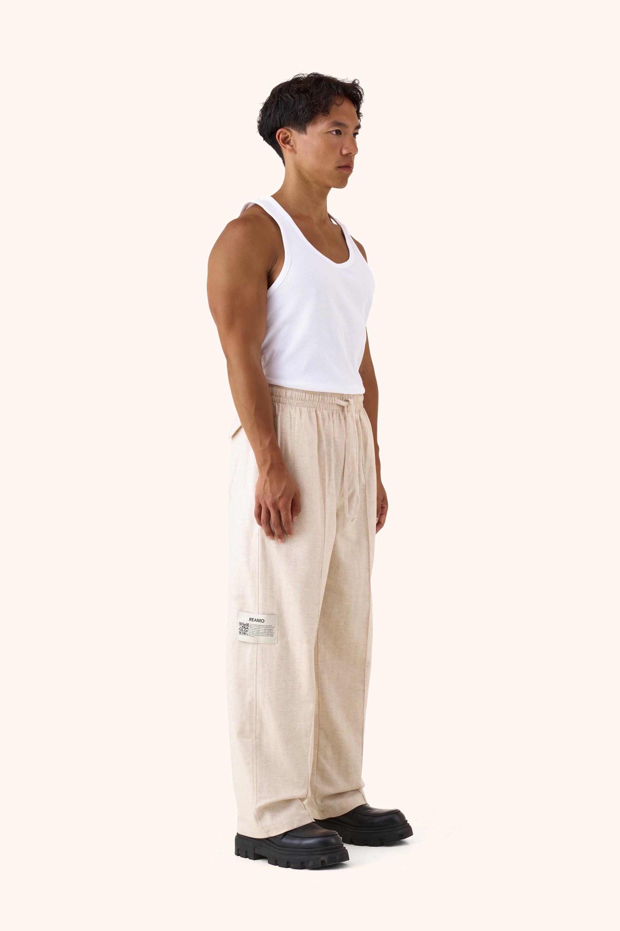 Sha Sandstone Linen Trousers