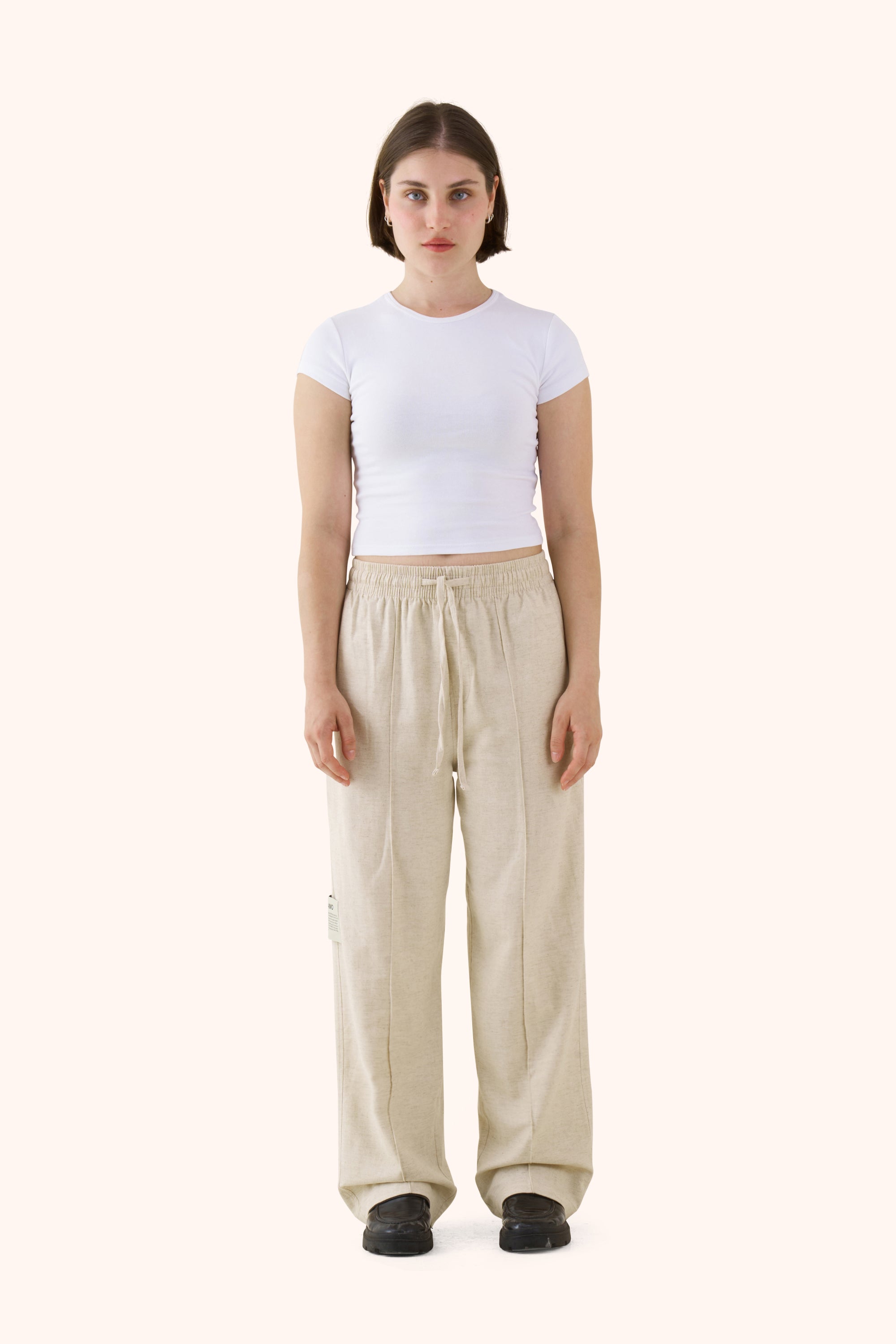 Sha Sandstone Linen Trousers