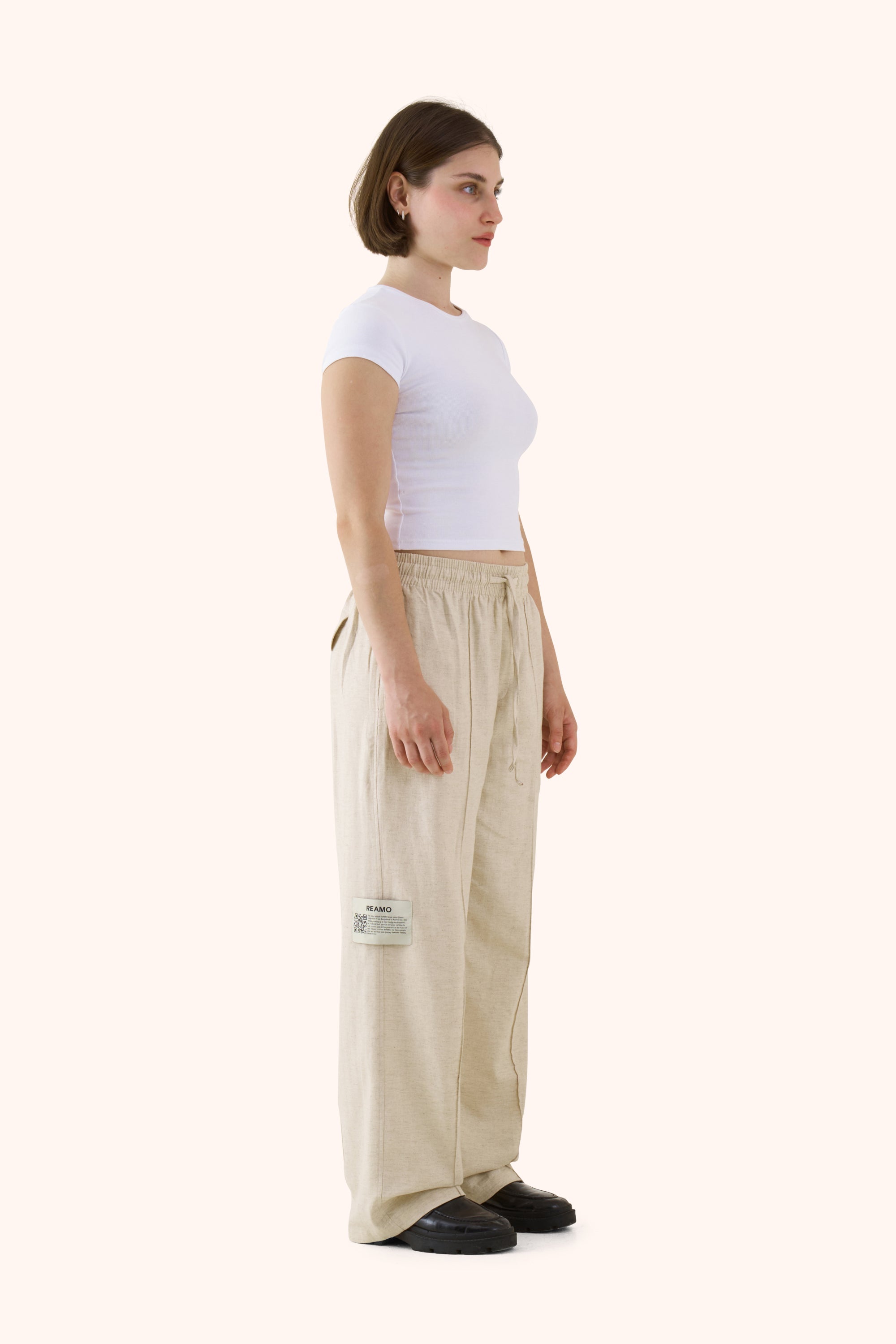 Sha Sandstone Linen Trousers