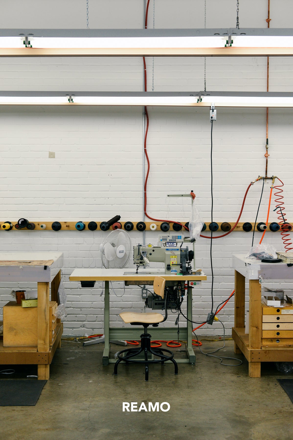 The REAMO studio in Vienna with a sewing machine